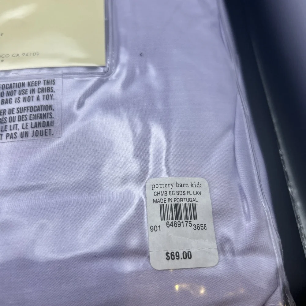Pottery Barn Kids Chambray Percale Full Bed Skirt - Vintage New Lilac Purple